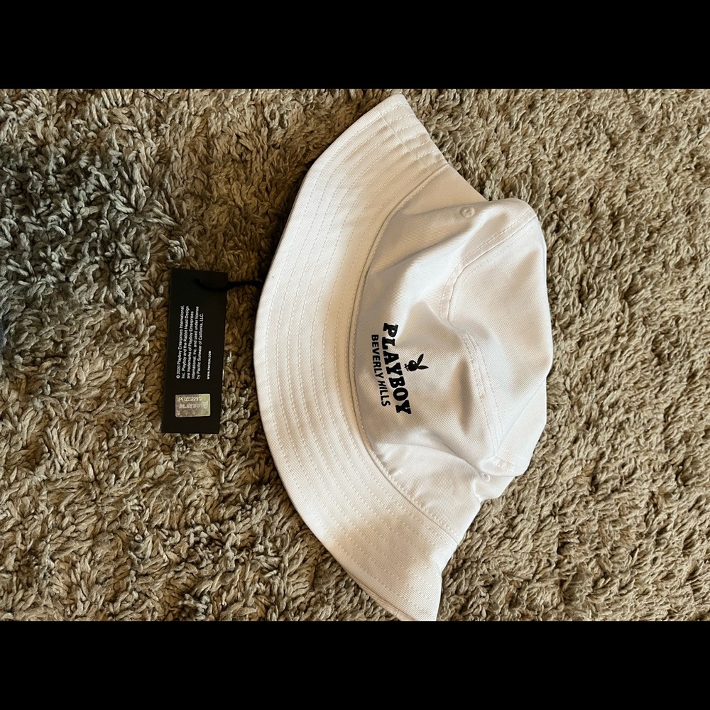 White Playboy bucket hat